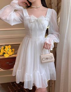 Cute White Dress Outfits, White Dresses Aesthetic, White Clothes Aesthetic, White Aesthetic Dress, Princess White Dress, White Fairy Dress, White Outfit Aesthetic, Babydoll Dress Vintage, White Dress Aesthetic