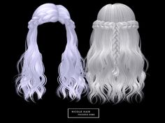 two long white hair with braids on each side