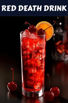 This Pinterest pin features a vibrant image of the Red Death Cocktail. It's a guide on how to make this unique and flavorful drink, perfect for impressing your friends. The fruity and sweet concoction with a hint of sourness will make you a master mixologist at home.