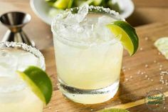 a margarita with lime and sugar on the rim