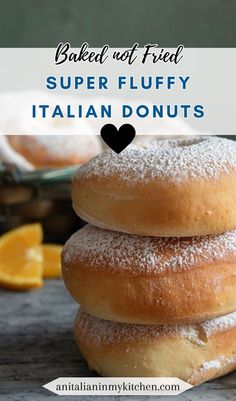 No need to use the fryer, these easy baked donuts will cure your donut cravings! These Italian baked donuts are light and fluffy from the addition of yeast and have a light citrus taste! Instead of being fried they are baked, making the recipe both easy to make and impossible to stop at eating just one. Bomboloni Recipe, Yeast Doughnuts, Baked Donuts Easy, Italian Donuts, Pizza Bread Recipe, Donut Calories, Pastry Cream Filling