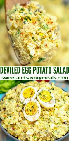 deviled egg potato salad is an easy and delicious side dish