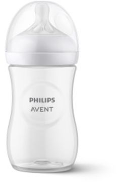 the philips avent bottle is white and has a logo on it