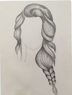 a drawing of a woman's head with long hair and braids in it