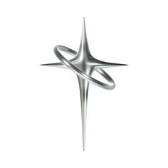 a silver object is shown on a white background and it appears to be in the shape of a star