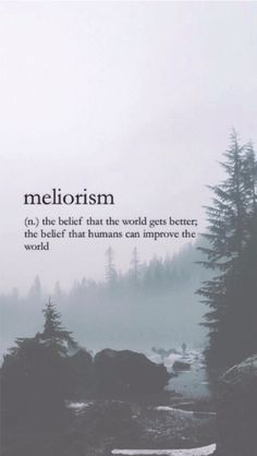 the words melorisism are written in black and white on a foggy background