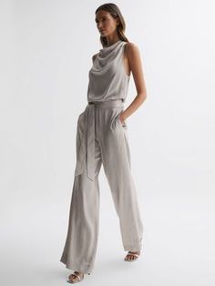 Rose Jumpsuit, Cowl Neck Jumpsuit, Metallic Accessories, Jumpsuit Online, Amazing Ideas, Cowl Neckline, Of Model, Jumpsuit Trousers