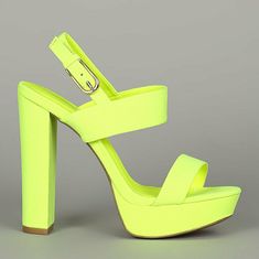 Cute Neon Platform Heels. Some Say It's Yellow And Some Say It's Green.. Either Way They Are Neon And Hot! Perfect For Summer. Open Toe With Slingback. Buckle Closure. Platform Block Heel. Heel Height 5.25" And Platform 1.25" I Also Have Neon Pink Available Yellow Platform Heels For Party, Lime Green Heels For Spring Party, Lime Green Heels For Spring, Spring Lime Green Heels, Neon High Heel Summer Shoes, Yellow Platform Heels With Block Heel, Neon High Heels For Summer, Neon Yellow Party Heels In Synthetic Material, Yellow Platform Heels For Spring