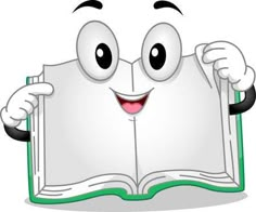 an open book with eyes and hands on it's face, showing the thumbs up