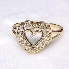 12 Diamonds In White Gold Setting With Yellow Gold Band Diamond Heart Ring, White Gold Set, 5 Rings, Ring Color, Gold Band, Diamond Heart, 14kt Gold, Womens Jewelry Rings, Gold Bands