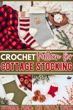 The Crochet Country Cottage Stocking tutorial by Ali is a step-by-step guide to creating a lovely two-tone Christmas stocking. It's a beginner-friendly pattern with adjustable sizes just by changing yarn weight and hook size. Ali encourages creativity with colors and offers tips for adding hanging loops. Perfect for decorating or gifting, the stockings can be customized to your liking. Crochet Christmas Stocking With Name, Crochet Country