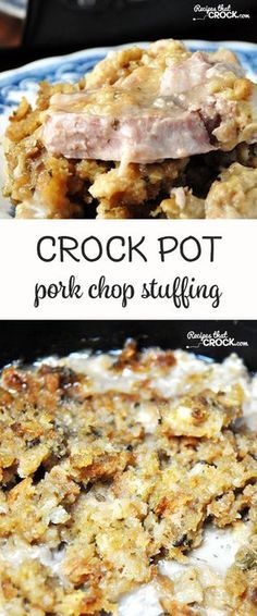 crock pot pork chop stuffing on a plate