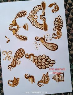 an assortment of hendi designs on a sheet of paper