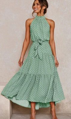 Women Dresses Casual Summer, Mode Casual, Lovely Dresses, Outfits Ideas, Fashion Sewing, Dot Dress, A Dress, Moda Fashion