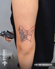 Butterfly Tattoo Flowers, Butterfly Name Tattoo, Handwriting Tattoos, Earthy Tattoos, Basic Tattoos, The Best Tattoos, Self Love Tattoo, Tattoos With Kids Names