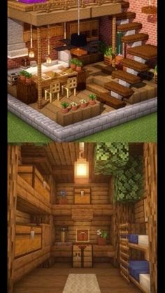 the inside and outside of a house in minecraft