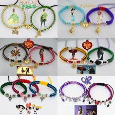 several different bracelets with disney characters on them