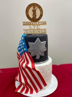 a cake with an american flag on top