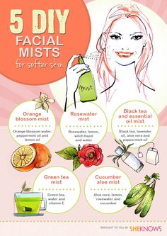 Facial sprays with oils Diy Facial, Makijaż Smokey Eye, Natural Diy, Diy Body, Beauty Recipe