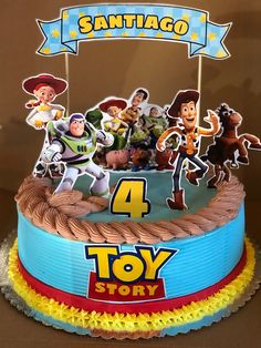 a birthday cake with toy story characters on it