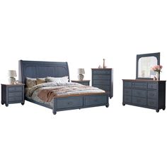 Americana 4 Piece Room Group - QK1064862_LEGE_PRI_OL Americana Bedroom, Wood Usb, Wood Dresser, Queen Mattress, Dovetail Drawers, Soft Close Drawers, Top Drawer, Wood Construction, Bedroom Set