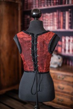 Red Velvet Corset Bodice Tapestry Fabric Victorian Gothic - Etsy Spain Halloween Larp Fitted Corset Dress, Fitted Sleeveless Corset Dress For Halloween, Fitted Gothic Vest For Halloween, Gothic Sleeveless Vest For Costume Party, Fitted Steampunk Vest For Costume Party, Red Sleeveless Corset For Costume Party, Sleeveless Corset For Costume Party, Sleeveless Fitted Bodice Corset For Costume Party, Sleeveless Corset With Boned Bodice For Costume Party