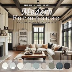 the cover of modern farmhouse house 9 color home paint palette