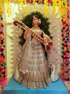 চিত্র : সায়ন মুখার্জি Maa Laxmi, Goddess Saraswati, Alpona Design