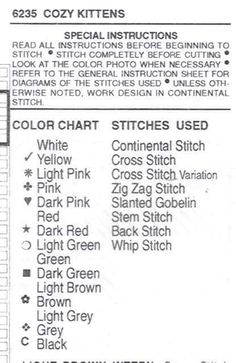 the color chart for this sewing machine