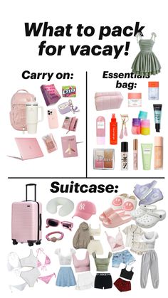 the contents of a travel bag and what to pack for vacay carry on