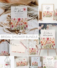 the bridal shower bundle includes flowers, cards, and other items for guests to use