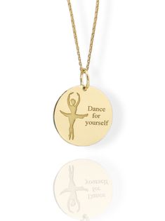 14K Solid Gold Ballerina Necklace - Ballet Pendant - Gold Ballet Dancer Jewelry  Find all the information you need about your pendant : Material: 14K Solid Real Gold Stamp: 585 (14K) Pendant's Size: ( 6 sizes available) -       0.52 inches / 13mm  (diameter) -       0.59 inches / 15mm (diameter) -0.70 inches / 18mm (diameter) -0.78 inches / 20mm (diameter) -0.86 inches / 22mm (diameter) -0.94 inches / 24mm (diameter) Pendant Thickness: 0.5mm Inner diameter of the jumpring: 4mm FREE Backside Engraving Gift Box Included! Chain Information: Rolo Chain - 0.70mm thick - 16 inches / 40cm - 18 inches / 45cm - 20 inches / 50cm - 22 inches / 55cm Rope Chain - 2.10mm thick - 16 inches / 40cm - 18 inches / 45cm - 20 inches / 50cm - 22 inches / 55cm Veneziana Chain - 0.65mm thick - 16 inches / 40cm - Ballet Earrings, Ballet Necklace, Elegant Gold-plated Necklace With Butterfly Charm, Ballerina Necklace, Dancer Necklace Pendants, Ballerina Jewelry, Dance Necklace, White Gold Chains, Rolo Chain