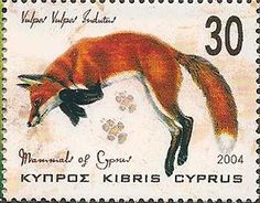 a stamp with an image of a fox on it