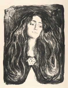 a drawing of a woman with long hair