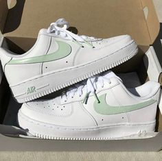 The Green Swoosh Custom Air Force 1 provides a stylish and comfortable addition to any wardrobe. The unique green swoosh design gives these shoes a modern look that stands out and the patented Air Force 1 cushioning provides dynamic support for all-day comfort. iends, family, that special someone, or yourself ✨ - Exactly as shown in the pictures. - Brand New & Authentic. 💯 - Hand Painted with attention to detail. 👨‍🎨 - Waterproof and Flexible. ❤️ - Unisex model. Please refer to the Size Chart Nike Air Force 1s, Trendy Shoes Sneakers, Dr Shoes, Nike Shoes Girls, Preppy Shoes, Nike Airforce 1, All Nike Shoes, Nike Air Shoes, Cute Nike Shoes