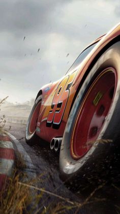 the cars are racing in an animated video game, and they appear to be going fast