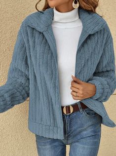 Women's Fleece Zippered Jacket in 5 Colors S-5XL Velvet Cardigan, Elegant Jacket, Zip Coat, Gilet Long, Wool Coat Women, Estilo Chic, Sweater Collection, Cardigan Long, Tallinn