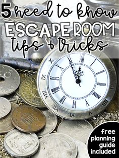 a pile of coins with the words 5 need to know escape room tips and tricks