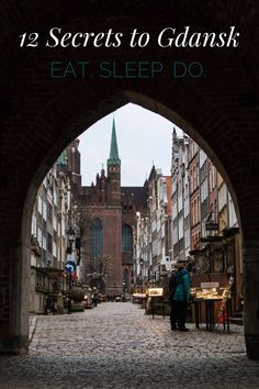 the cover of 12 secrets to glamski eat sleep do, with people walking through an archway