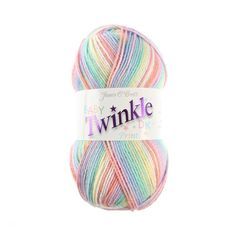 a ball of yarn that is multicolored and has the words baby twinkle on it