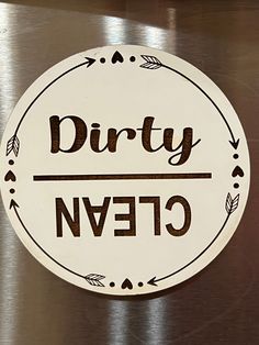 a dirty sign on the side of a metal door that says, dirty nvejc