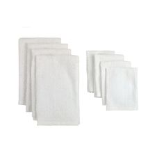 five white towels on a white background