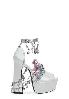 base|white Punk Heels, Whimsical Shoes, Rave Shoes, White Platform Heels, Punk Plaid, Dolls Kill Shoes, Occult Fashion, Goth Shoes, Crown Charm