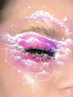 Themed Eye Makeup, Galaxy Eye Makeup, Galaxy Makeup, Punk Makeup, Colorful Sky, Magical Makeup