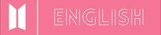 the words english in white on a pink background with an arrow pointing up to it