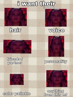 the names of different types of hair on a checkered tablecloth with red and white squares