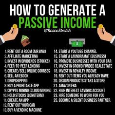 a poster with the words how to generating passive income