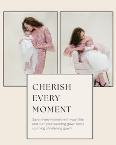 two photos of a woman holding a baby in her arms and the caption reads cherish every moment save for every moment with your little one, turn