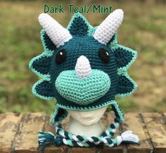 "⭐ ⭐Welcome to  KrazyHats ⭐⭐         ❤️  Processing Time  3-5 DAYS❤️  🌸 Crochet Dinosaur hat  🌸 ⭐️ Each Hat is made to order.⭐️       Custom Orders are welcome! 🌟🚦 PLEASE SELECT CORRECT SIZE and STYLE 🚦🌟 Please specify size when ordering! 6 -12 m.old -16''- 18'' 1-2    y.old-  18''- 19'' 2-4    y.old -19''-20''  4-6   y.old-  20''-21'' 7- 10 y.old - 21''-22'' Teen-Adult ⭐ READY TO SHIP ITEMS ⭐ Please be sure to check out my \"READY TO SHIP\" section of my shop, which can be found at the li Dinosaur Hat Crochet, Dinosaur Hat Pattern, Crochet Cowboy Boots, Crochet Dinosaur Hat, Crochet Triceratops, Dino Hat, Crochet Unicorn Hat, Crochet Dino, Dinosaur Hat