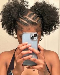 Natural Styles For Black Women Short, Natural Ponytails For Black Hair Curly, Two Ponytails With Braids Natural Hair, Braids Into Puff Natural Hair, Natural Hairstyles For Black Women Back To School, Curly Natural Hairstyles Short, 4c Pool Hairstyles, Natural 4c Hairstyles Ideas Short Hair Updo, Natural Hair Styles For Summer